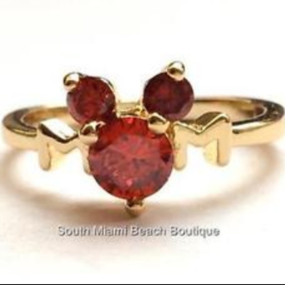 SOLD Gold Mickey Mouse Ears Ring Disney Size 6 Red - Picture 3 of 8